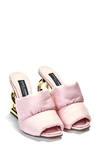 Dolce & Gabbana Quilted Nylon Dg Heel Slide Sandals In Rosa