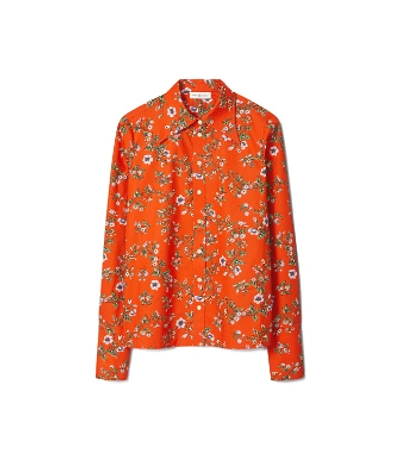 Floral-print Button-down Shirt In Rust Lyonnaise Fl
