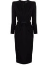 Giorgio Armani Structured-shoulders V-neck Dress In Black