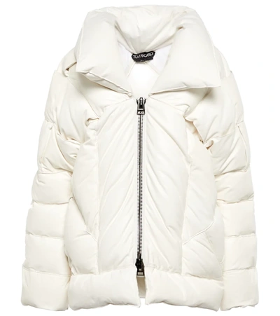 Tom Ford Woven Leather Puffer Jacket In Chalk