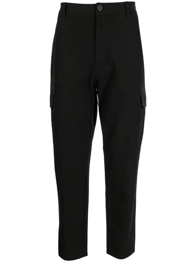 Armani Exchange Tapered Stretch-cotton Trousers In Black
