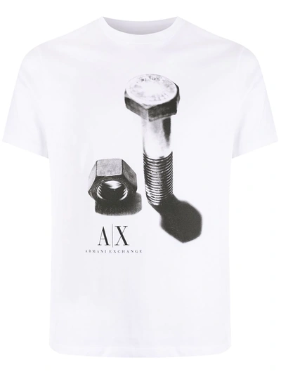 Armani Exchange Screw-print Cotton T-shirt In White