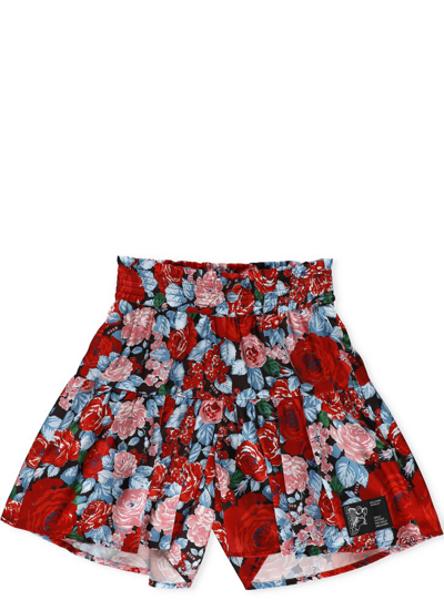 Msgm Kids' Floral Shorts In Red