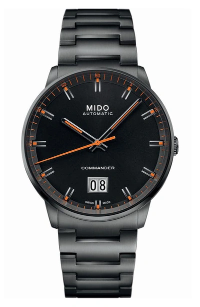 Mido Commander Big Date Automatic Bracelet Watch, 42mm In Black/black