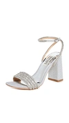 Badgley Mischka Women's Becca Ankle Strap High Heel Sandals In Silver Textile