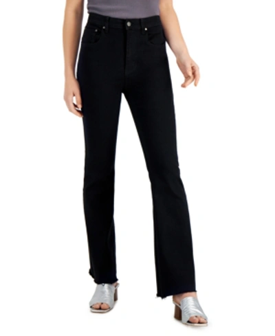 Tinseltown Juniors' High Rise Pull-on Flare-leg Jeans In Black Wash