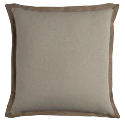 Rizzy Home Jute Trim Solid Polyester Filled Decorative Pillow, 22" X 22" In Brown