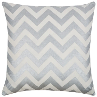 Rizzy Home Chevron Polyester Filled Decorative Pillow, 18" X 18" In Silver