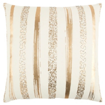 Rizzy Home Striped Polyester Filled Decorative Pillow, 20" X 20" In Gold