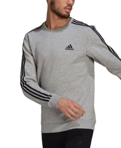 Adidas Originals Adidas Men's Crewneck Logo Sweatshirt In Medium Grey Heather/black