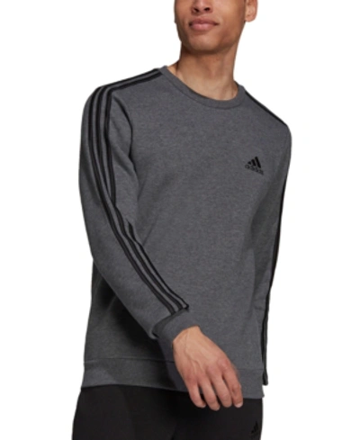 Adidas Originals Adidas Men's Crewneck Logo Sweatshirt In Dark Grey Heather/black