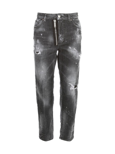 Dsquared2 Distressed Cropped Jeans In Black