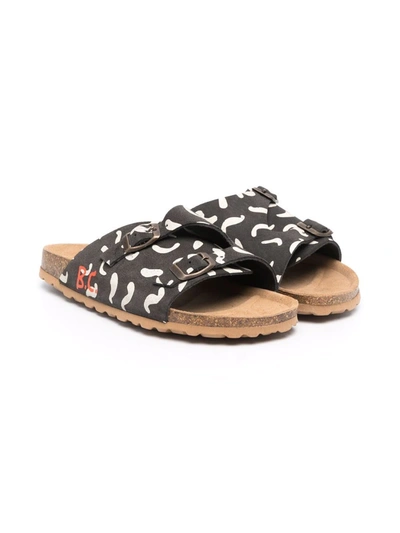 Bobo Choses Kids' Abstract Print Buckled Sandals In Grey