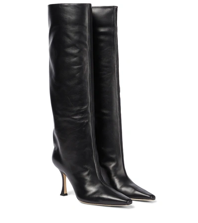 Jimmy Choo Chad 90mm Knee-high Leather Boots In Black