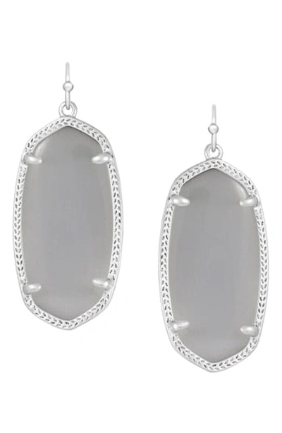 Kendra Scott Signature Elle Drop Earrings In Slate Cats Eye/ Silver
