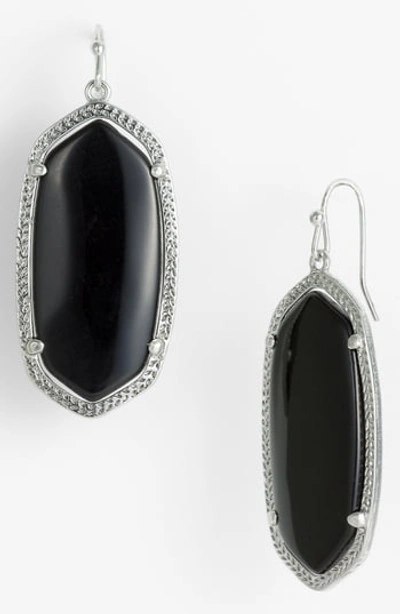 Kendra Scott Signature Elle Drop Earrings In Rhodium/black