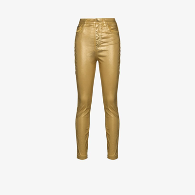 Dolce & Gabbana Mid-rise Laminated Skinny Jeans In Metallic