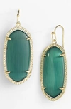 Kendra Scott Danielle - Large Oval Statement Earrings In Emerald Cats Eye/ Gold