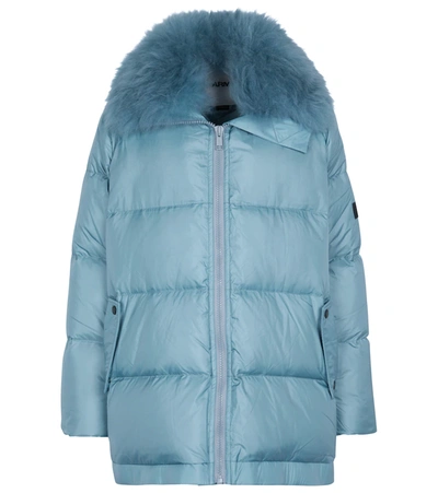 Yves Salomon Ys Army Shearling-trimmed Down Jacket In Light Blue | ModeSens