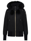 Moose Knuckles Bergen Bunny Bomber Jacket With Genuine Shearling Trim In Black