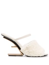 Fendi First Shearling High-heel Sandals In White