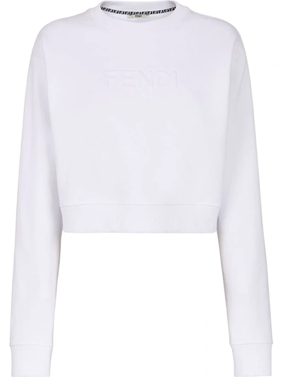 Fendi Cotton Crew-neck Sweatshirt In White