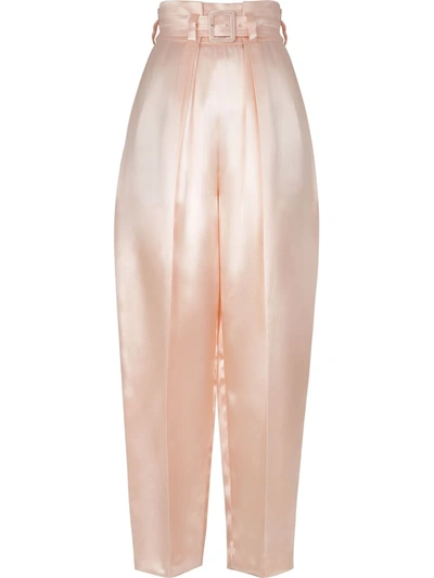 Fendi Carrot-fit Satin Trousers In Rose