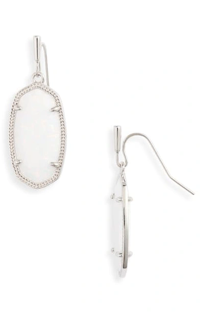 Kendra Scott Dani Kyocera Opal Drop Earrings In Rhodium/ White Kyocera Opal