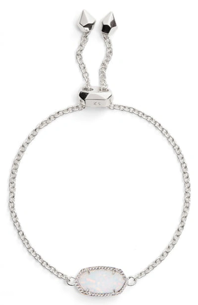 Kendra Scott Elaina Kyocera Opal Bracelet In White Opal/ Silver