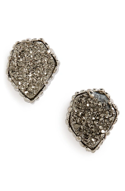 Kendra Scott Tessa Stone Stud Earrings In Rhodium/ Platinum Drusy