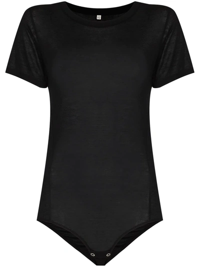 Baserange Round Neck T-shirt Bodysuit In Schwarz