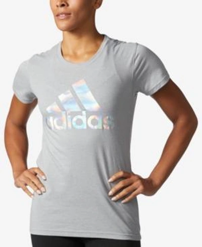 Adidas Originals Adidas Holographic Printed Logo T-shirt In Medium Grey  Heather | ModeSens