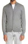 Brunello Cucinelli Zip Cashmere & Silk Sweater In Grey