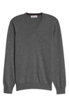 Brunello Cucinelli Cashmere V-neck Sweater In Grey