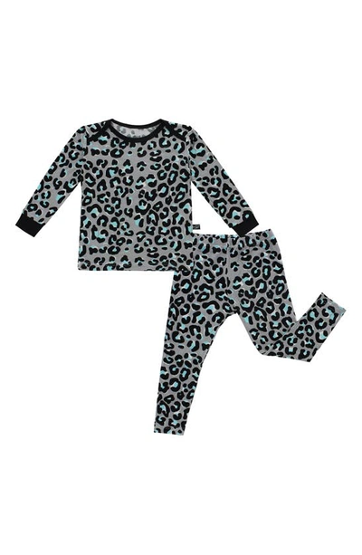 Peregrinewear Babies' Mod Leopard Print Fitted Two-piece Pajamas In Light Grey/multi