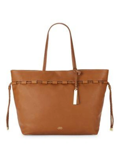 Vince Camuto Solid Leather Tote In Dark Rum