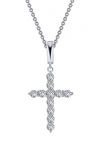 Lafonn Classic Simulated Diamond Cross Pendant Necklace In Silver/ Clear