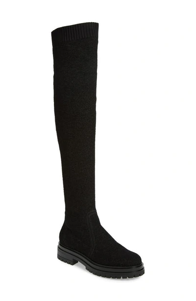 Gianvito Rossi Knit Boucle Over The Knee Boots In Black