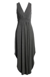 Fraiche By J V-neck Jersey Dress In Charcoal