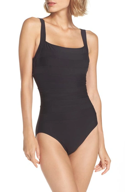 Miraclesuitr Miraclesuit® 'spectra' Banded Maillot In Black Tones