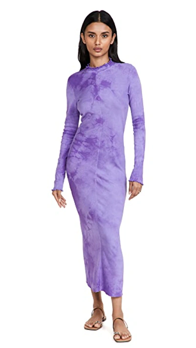 Raquel Allegra Tie Dye Long Sleeve Fitted Dress In Purple Cloud | ModeSens