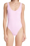 Balmain Logo Embossed One-piece Swimsuit In Light Pink