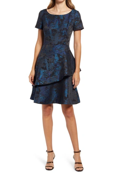 Shani Women's Jacquard Tiered Fit & Flare Dress In Blue