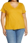 Madewell Whisper Cotton V-neck T-shirt In Amber Gold