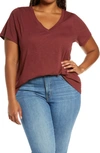 Madewell Whisper Cotton V-neck T-shirt In Dusty Burgundy