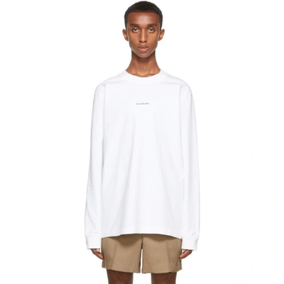 Acne Studios White Printed Long Sleeve T-shirt In Weiss