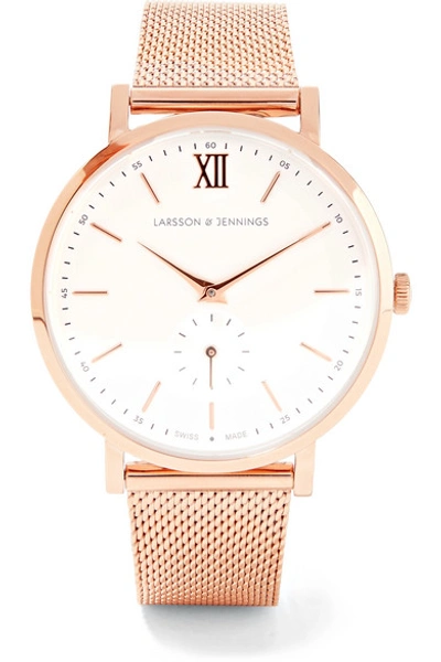 Larsson & Jennings Lugano Ii Rose Gold-plated Watch In White