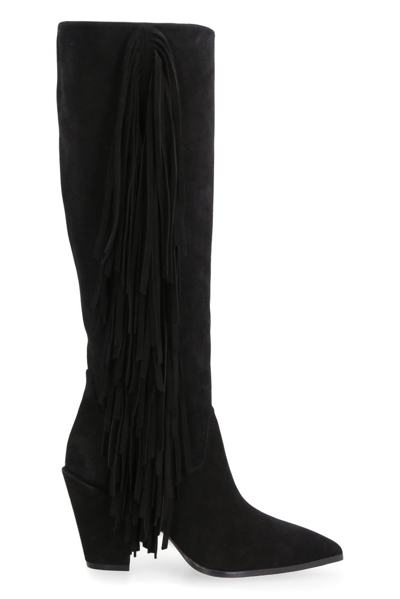 Stuart Weitzman Kenley Suede Knee High Boots In Black