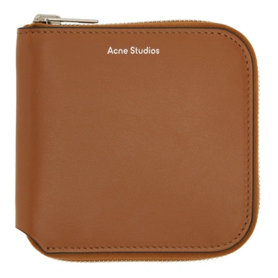 Acne Studios Brown Zip Wallet In Ads Almond Brown