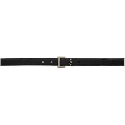 Saint Laurent Black Lambskin Monogram Belt